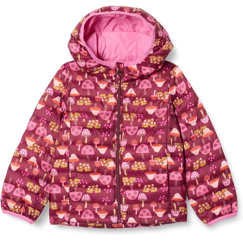 Pink Mushroom Patterned Hooded Jacket